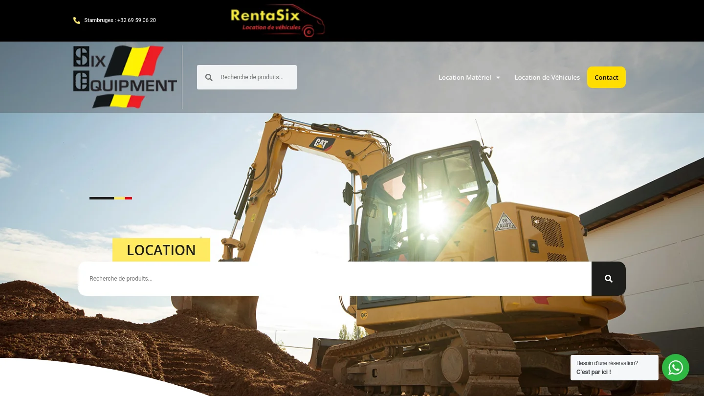 Capture de la page d’accueil de Six Equipment