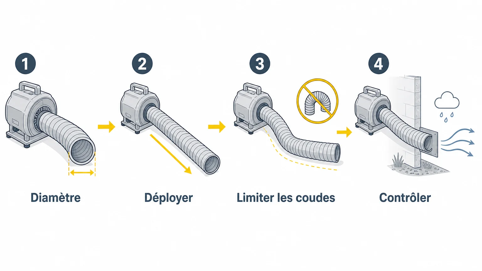 Checklist illustrée pour installer correctement une gaine sur un extracteur