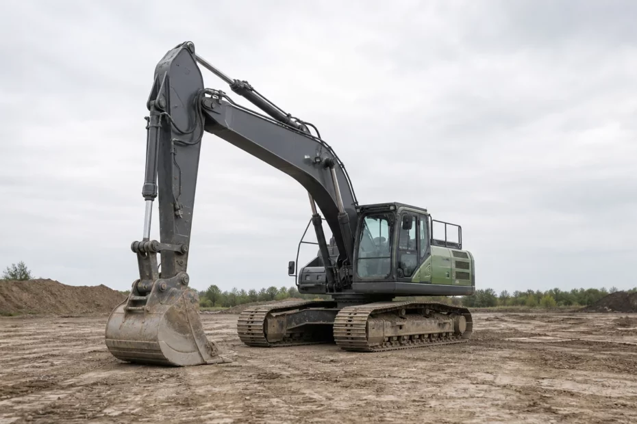 Pelle hydraulique de 22 tonnes sur chenilles sur un chantier