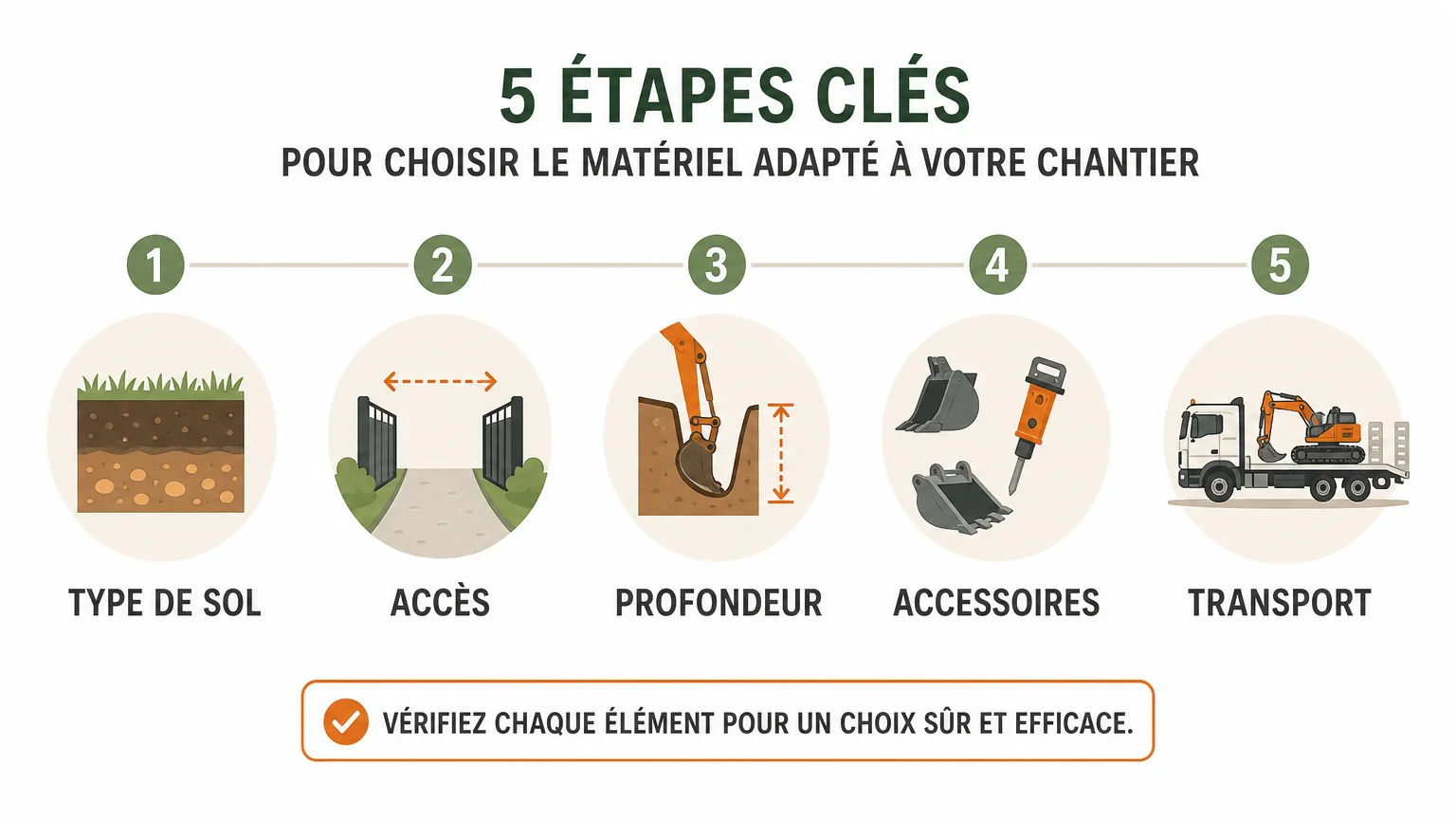 Checklist des critères pour réserver une pelle 22 t