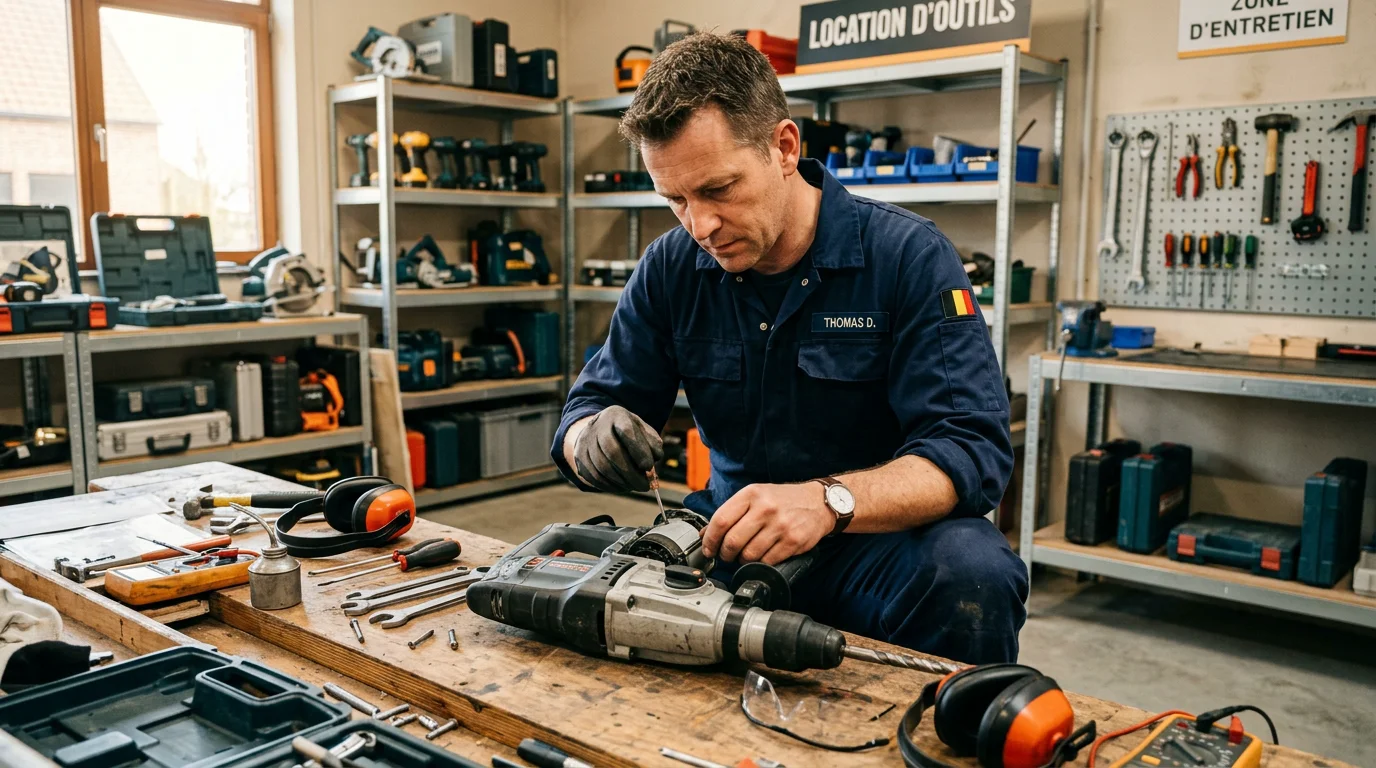 Technicien contrôlant un perforateur avant location