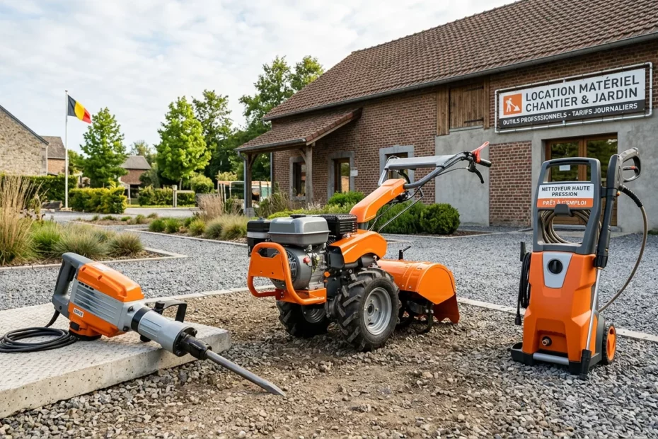 Matériel de chantier et de jardinage prêt à être loué