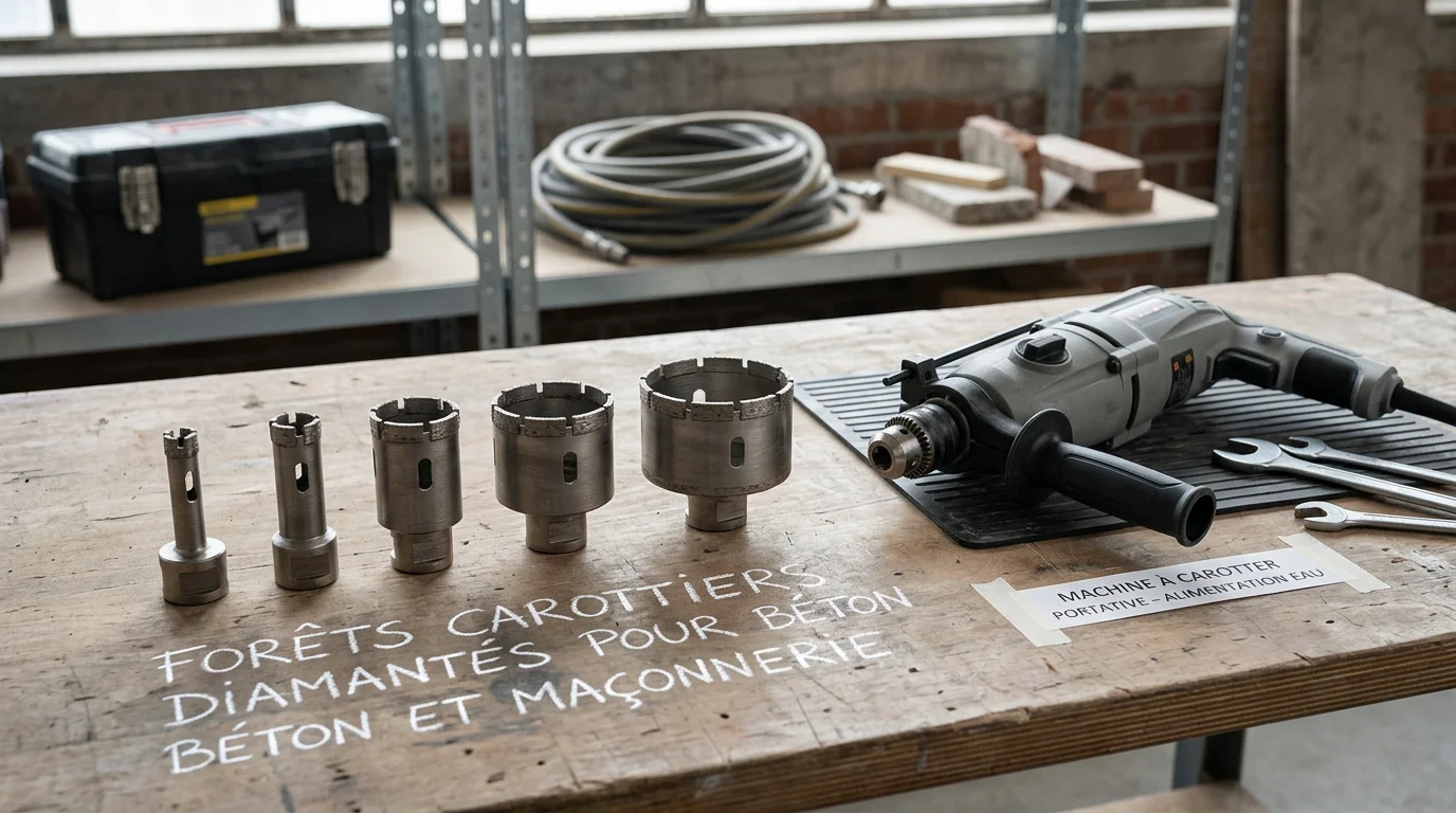Couronnes diamantées de différents diamètres pour carotteuse à main
