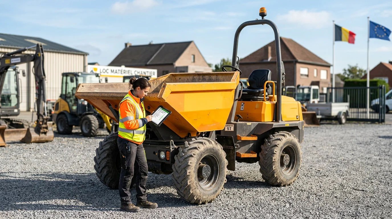 Location d'un dumper 5 t sur un parc de matériel de chantier