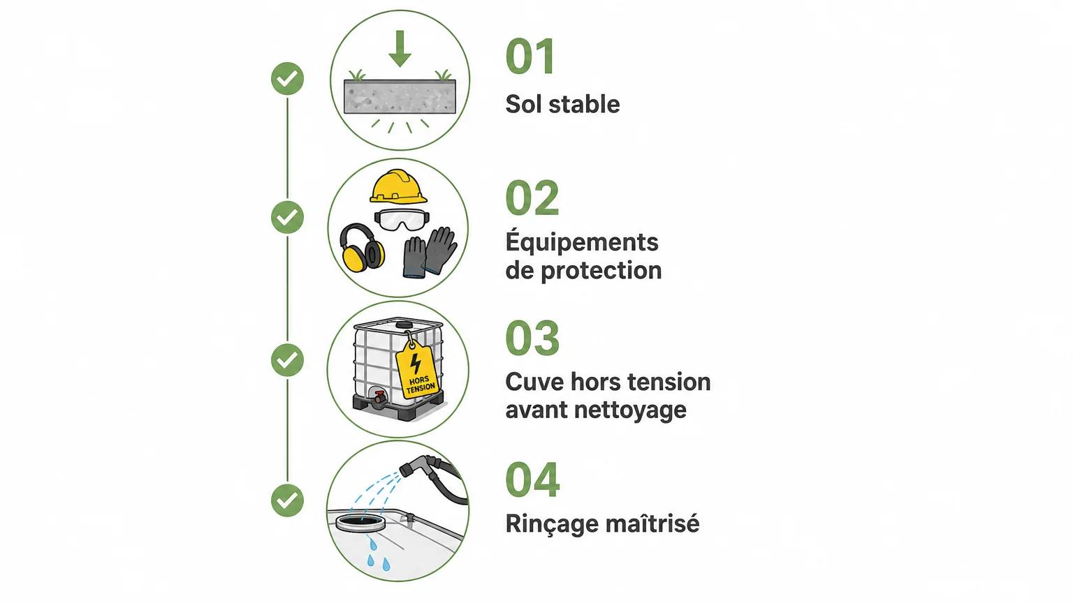 Checklist illustrée pour utiliser une bétonnière en sécurité
